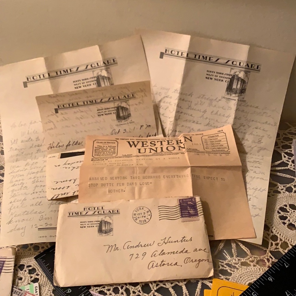 VINTAGE EPHEMERA Letter - Western Union - Cancelled Stamp Circa 1938